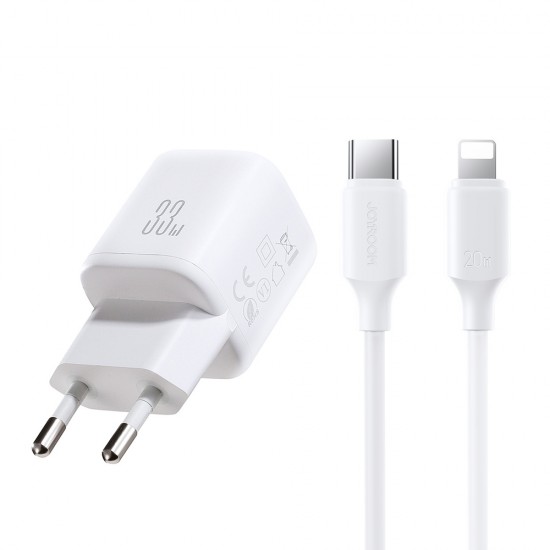 Joyroom JR-TG7 33W USB-A + USB-C wall charger with 30W USB-C - Lightning 1m cable - white