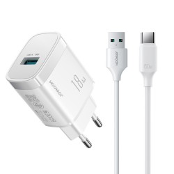 Joyroom JR-TF4 18W wall charger with 3A USB-A - USB-C 1m cable - white