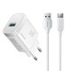 Joyroom JR-TF4 18W wall charger with 3A USB-A - USB-C 1m cable - white