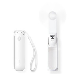 Jisulife Handheld Fan Life8 Plus Portable USB Fan with Power Bank Function 4500mAh and Flashlight - White