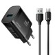 Joyroom JR-TF4 18W wall charger with 3A USB-A - USB-C 1m cable - black