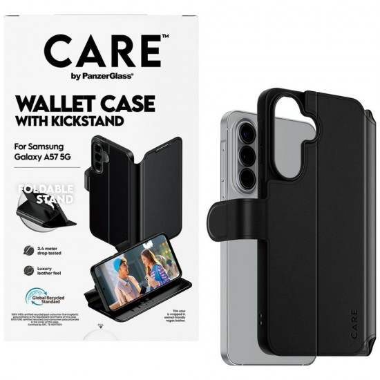 CARE by PanzerGlass Feature Wallet Kickstand Case for Samsung Galaxy A57 - Black