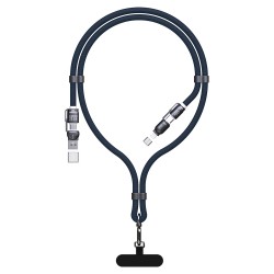 Dudao L20Max 65W 4-in-1 Cable with Lanyard USB-C to USB-C with Lightning and USB-A Adapters - Blue