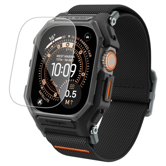 Pasek Spigen Lite Fit Pro + Szkło hartowane na wyświetlacz na Apple Watch Ultra 49 mm - czarny