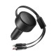 Orico Dual Stretch 60W USB-C Car Charger with Two Retractable USB-C + Lightning Cables - Black