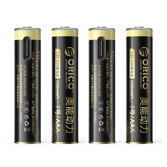 Orico Ener-G EG7C lithium battery 1.5V 500mWh AAA USB-C rechargeable battery with charging cable 4 pcs.