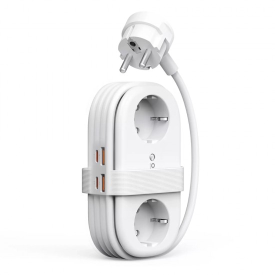 Orico AP3 65W GaN 6in1 Power Strip 2x AC + 2x USB-A + 2x USB-C - White