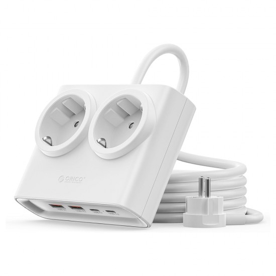 Orico PDC25 25W 6in1 Power Strip 2x AC + 2x USB-A + 2x USB-C - White