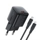 Acefast A118 30W GaN USB-C Wall Charger with 1.2m USB-C to Lightning Cable - Black