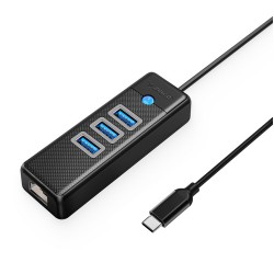 Orico PW3UR25-C3 USB Hub 4-Port 3x USB-A 3.0 1x RJ45 2.5G Ethernet 1.8m - Black
