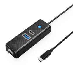 Orico PW3UR25-C3 3-port USB Hub 1x USB-A 3.0 1x USB-C 3.0 1x RJ45 2.5G Ethernet 1.8 m - Black