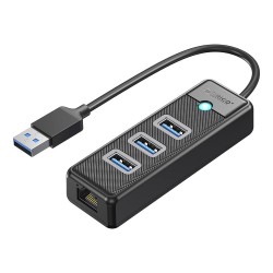 Orico PW3UR25-U3 USB Hub 4-Port 3x USB-A 3.0 1x RJ45 2.5G Ethernet 0.5m - Black