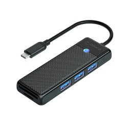 Orico PAPW3AT-C3 USB Hub 4-port 3x USB-A 3.0 with microSD/SD card reader 1 m - black