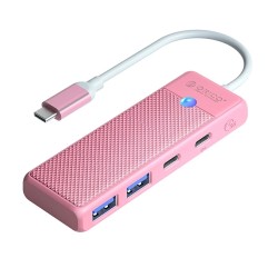 Orico PAPW2AC-C3-C3 USB Hub 4-port 2x USB-A 3.0 1x USB-C 3.0 with USB-C PD 100W charging 0.15m - pink