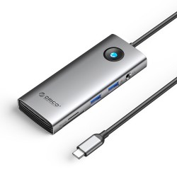 Orico PW11 8in1 USB-C Docking Station 2x USB-A 3.0 1x USB-C PD 100W 1x HDMI 4K 60Hz 1x microSD/SD 1x RJ45 Gigabit Ethernet 1x Audio 3.5mm - Gray