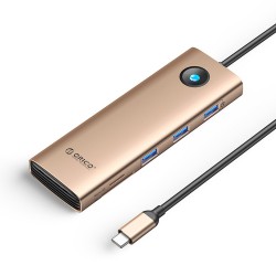Orico PW11 9in1 USB-C Docking Station 3x USB-A 3.0 1x USB-C PD 100 1x HDMI 4K 60Hz 1x VGA 1080P 60Hz 1x microSD/SD 1x RJ45 Gigabit Ethernet - Rose Gold