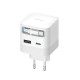 Cuktech AD653W 67W GaN 2x USB-C + USB-A Wall Charger with 70cm Retractable USB-C Cable - White