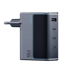 Cuktech AD1404UEU 140W GaN 3x USB-C + USB-A Wall Charger with USB-C Cable - Gray