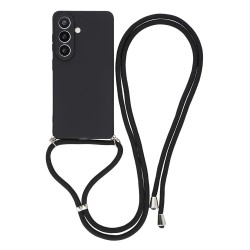 Samsung Galaxy A37 5G Case with Fiber Lining and Crossbody Strap - Black
