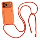 iPhone 17 Pro / 18 Pro Silicone Case with Card Pocket and Crossbody Strap - Orange