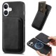 Synthetic Leather iPhone 17 Case with Detachable MagSafe Compatible Card Holder - Black