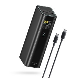 Cuktech PB200U Powerbank 210W 20000mAh 2x USB-C + USB-A with TFT display and 240W USB-C cable - black