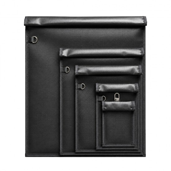 Set of 5 Fireproof OTN-5 RFID Signal Blocking Bags - Black