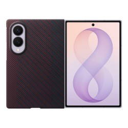 Samsung Carbon Magnet Case for Samsung Galaxy Z Fold 8 compatible with MagSafe + 2 anti-reflective films - red