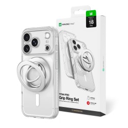 AmazingThing Titan Pro Lens Ring Set Case for iPhone 18 Pro with Camera Cover and Magnetic Ring Compatible with MagSafe - Clear