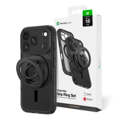 AmazingThing Titan Pro Lens Ring Set Case for iPhone 18 Pro with Camera Cover and Magnetic Ring Compatible with MagSafe - Black