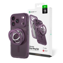 AmazingThing Titan Pro Lens Ring Set Case for iPhone 18 Pro with Camera Cover and Magnetic Ring Compatible with MagSafe - Purple
