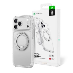 AmazingThing Titan Pro Spin Lens Case for iPhone 18 Pro with Rotating Ring and Lanyard Mount, MagSafe Compatible - Clear