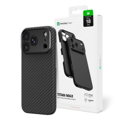 AmazingThing Titan Max Lens Case for iPhone 18 Pro in Aramid Fiber with Camera Cover, MagSafe Compatible - Black