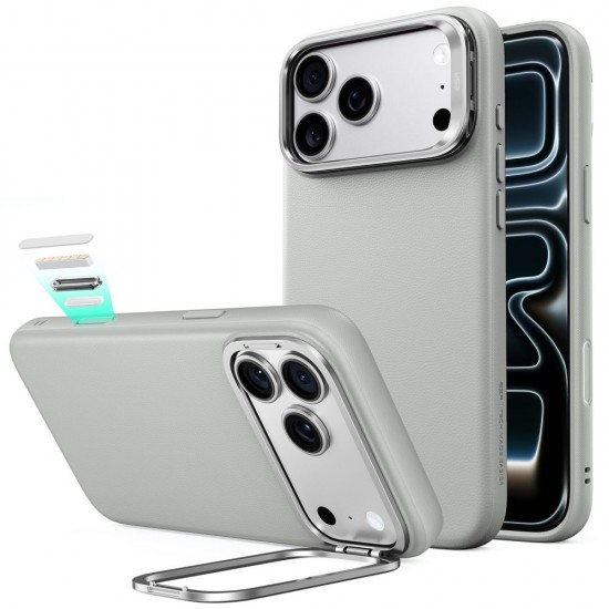 ESR Leather Kickstand MagSafe Case for iPhone 18 Pro Max / 17 Pro Max - Gray