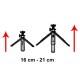 Mini tripod selfie stick holder for phone camera GoPro 16 - 21 cm black