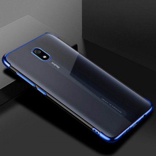 Clear Color Case Gel TPU Electroplating frame Cover for Xiaomi Redmi 8A blue