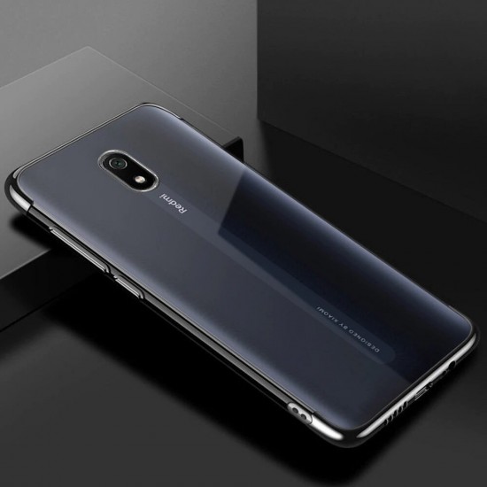Clear Color Case Gel TPU Electroplating frame Cover for Xiaomi Redmi 8A black