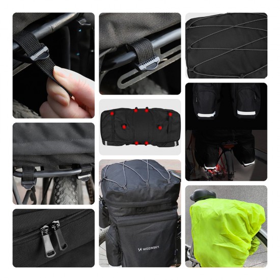 Wozinsky 60L spacious bike rack bag (rain cover included) black (WBB13BK)