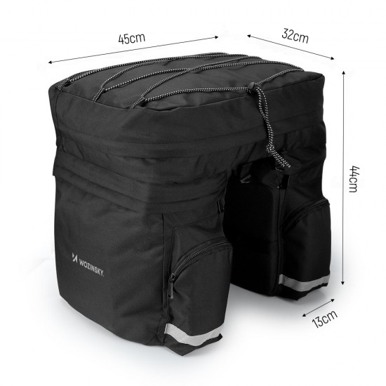 Wozinsky 60L spacious bike rack bag (rain cover included) black (WBB13BK)