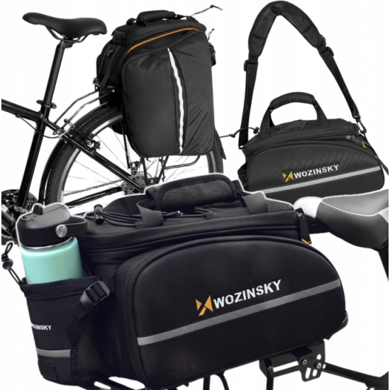 Wozinsky large bike rack bag 35l + rain cover black (WBB19BK)