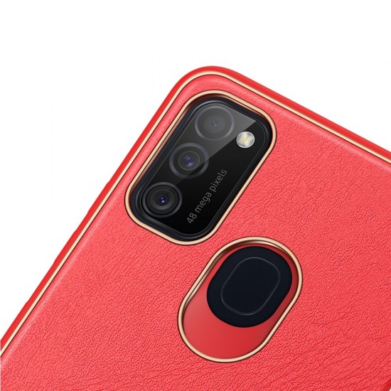 Dux Ducis Yolo elegant case made of soft TPU and PU leather for Samsung Galaxy M30s red