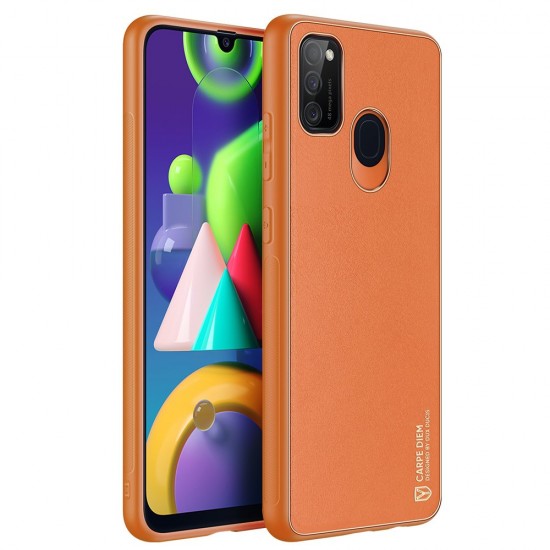 Dux Ducis Yolo elegant case made of soft TPU and PU leather for Samsung Galaxy M30s orange