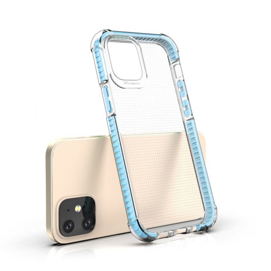 Spring Armor clear TPU gel rugged protective cover with colorful frame for iPhone 12 mini blue