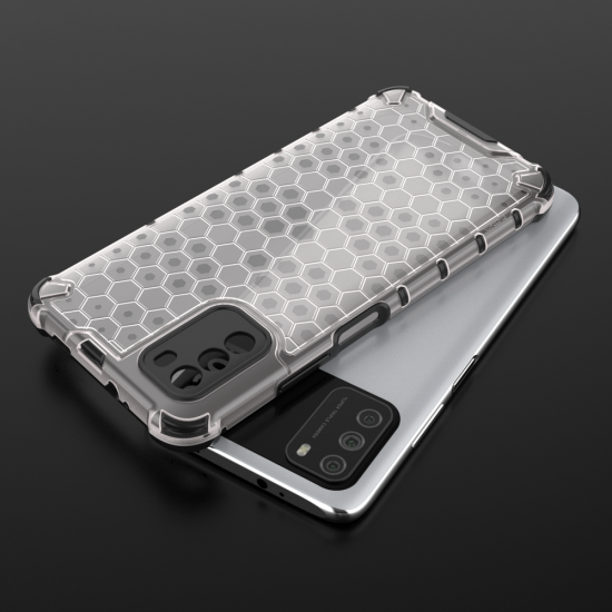 Honeycomb Case armor cover with TPU Bumper for Xiaomi Poco M3 transparent