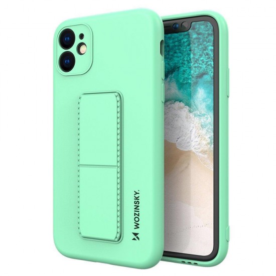 Wozinsky Kickstand Case iPhone 12 Pro Silicone Case with Stand Mint
