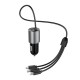 Dudao 3in1 USB Car Charger 3.4A Built-in Lightning / USB Type C / Micro USB Cable Black (R5ProN Black)