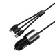 Dudao 3in1 USB Car Charger 3.4A Built-in Lightning / USB Type C / Micro USB Cable Black (R5ProN Black)