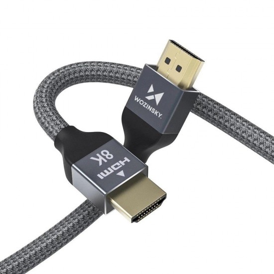 Wozinsky HDMI 2.1 Cable 8K 60 Hz 48 Gbps / 4K 120 Hz / 2K 144 Hz 2 m Silver (WHDMI-20)