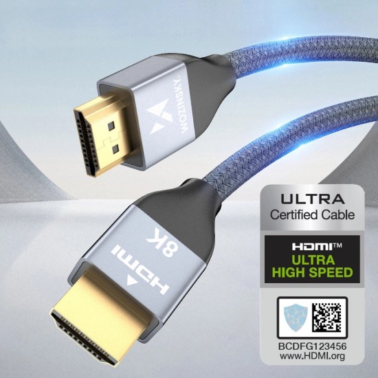 Wozinsky HDMI 2.1 Cable 8K 60 Hz 48 Gbps / 4K 120 Hz / 2K 144 Hz 5 m Silver (WHDMI-50)