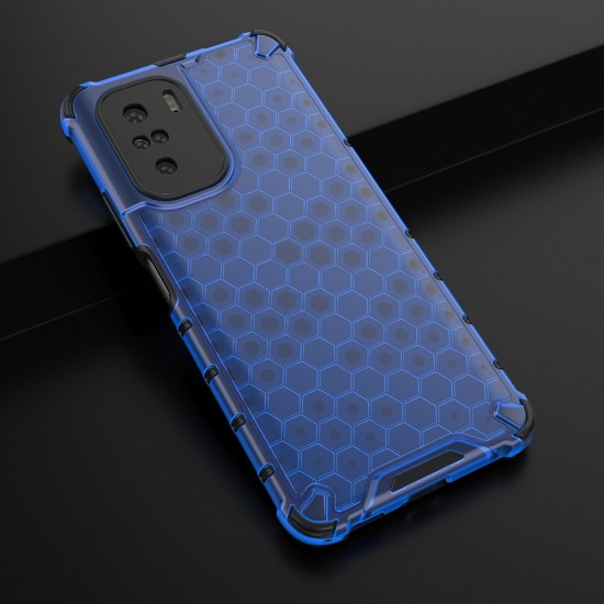 Honeycomb Case armor cover with TPU Bumper for Xiaomi Redmi K40 Pro+ / K40 Pro / K40 / Poco F3 blue